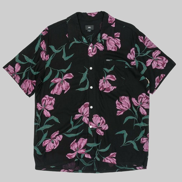 OBEY LILY WOVEN SS SHIRT BLACK MULTI 